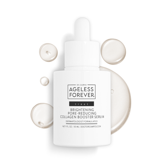 Brightening, Pore Reducing + Collagen Booster Serum bottle – peptide and niacinamide serum for refined, radiant skin by Ageless Forever