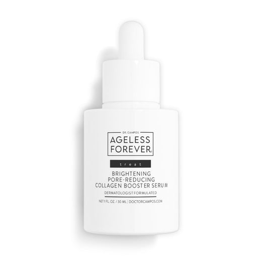 Brightening, Pore Reducing + Collagen Booster Serum bottle – peptide and niacinamide serum for refined, radiant skin by Ageless Forever