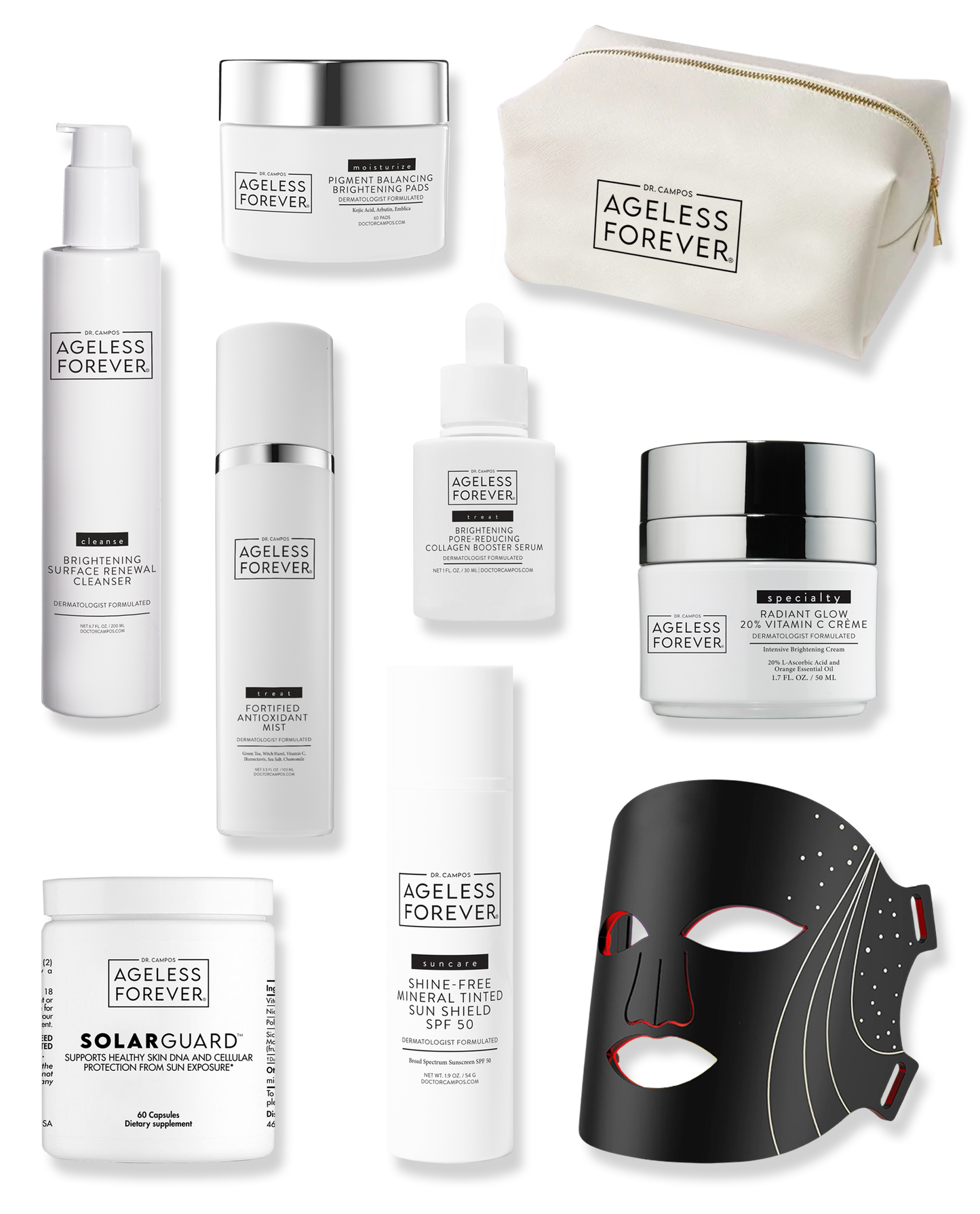 Brightening Essentials Kit – pigmentation-fighting skincare and SolarGuard™ supplement by Ageless Forever