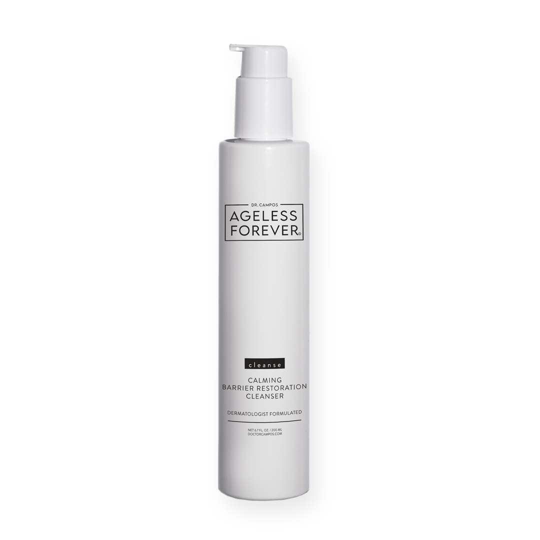 Calming + Barrier Restoration Cleanser bottle with pump – gentle face cleanser for sensitive skin by Ageless Forever
