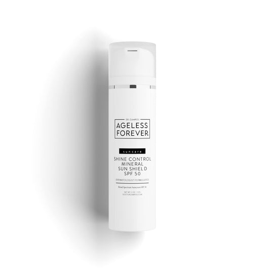 Mineral Shine Control Sun Shield SPF 50 tube – sheer hydrating mineral sunscreen with antioxidants by Ageless Forever