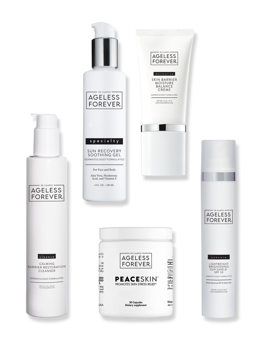 Post-Chemical Peel Essentials Kit – soothing recovery skincare and supplement set by Ageless Forever