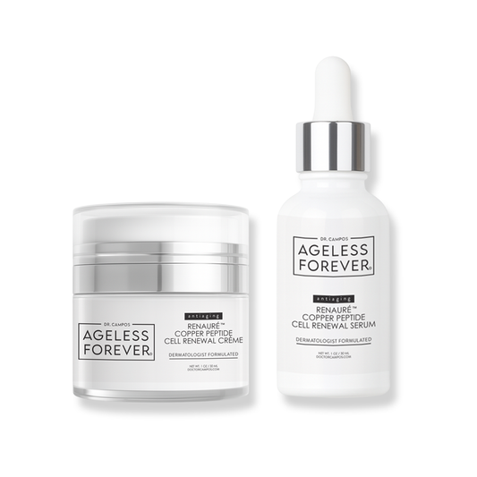 RENAURÉ™ Age-Reversing Duo skincare set featuring Copper Peptide Serum and Crème