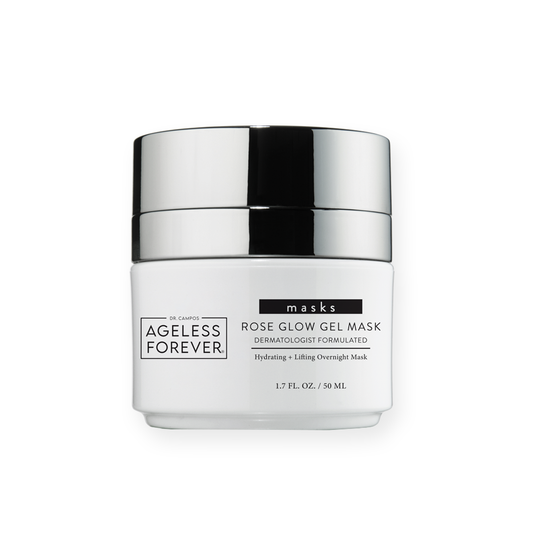 Rose Glow Gel Mask jar – overnight peptide and rose-infused hydration mask by Ageless Forever