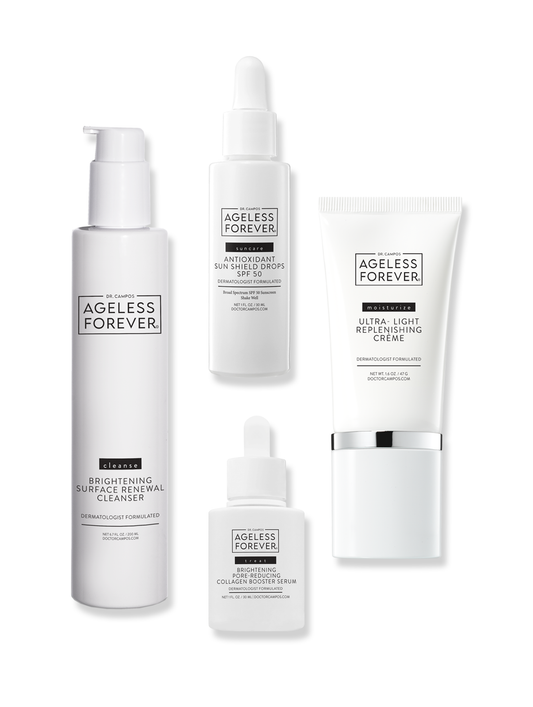 The Ageless Man Essentials Kit – men's skincare set with cleanser, serum, SPF, and moisturizer by Ageless Forever