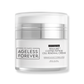 Jar of RENAURÉ cream on white background with botanical accents; copper peptide anti-aging moisturizer for skin regeneration and firmness