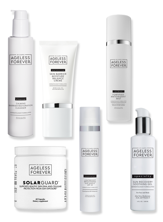 Sun Recovery Essentials – soothing skincare and SolarGuard™ supplement for post-sun repair by Ageless Forever